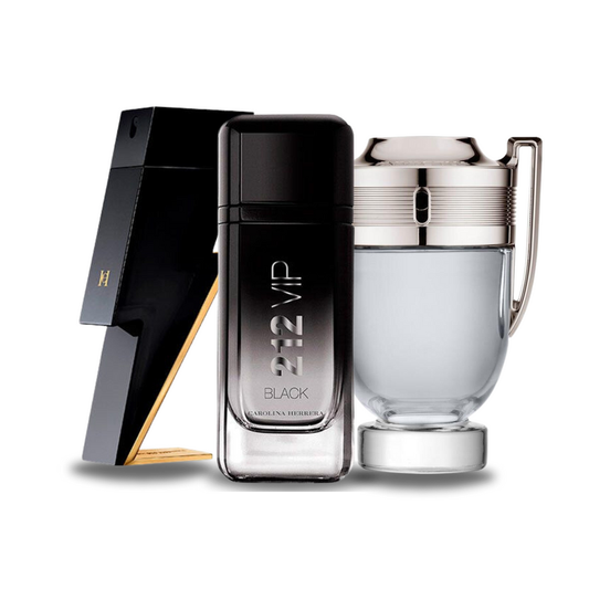 PACK DE 3 PERFUMES: BAD BOY, 212 VIP BLACK, PACO RABANNE INVICTUS 100 ML